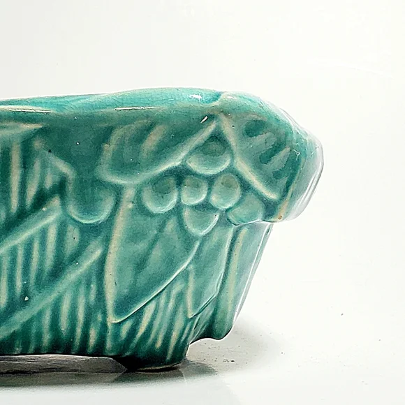 MCCOY Cherries & Leaves 1947 turquoise "brush glaze" MCM Ceramic Planter Pottery - Picture 4 of 8